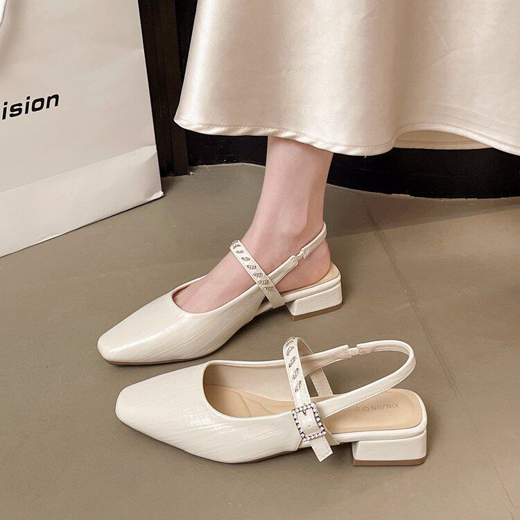 夏季新款包头凉鞋女2026年玛丽珍后空凉鞋配裙子时尚百搭法式女鞋