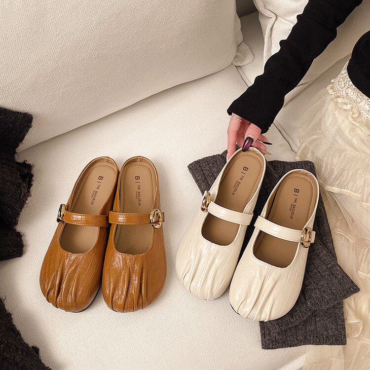 平底包头拖鞋女外穿懒人鞋2026夏季新款法式玛丽珍一脚蹬半拖单鞋