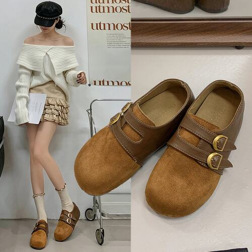 秋款厚底内增高全包博肯女单鞋