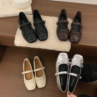 法式银色玛丽珍晚晚风温柔单鞋女2026春季新款软底配裙子小皮鞋