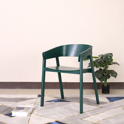 全实木休闲餐椅北欧会客椅子时尚现代创意简约会议椅家用白蜡木椅