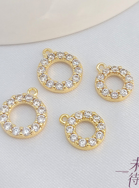 镶钻圆形甜甜圈吊坠饰品配件