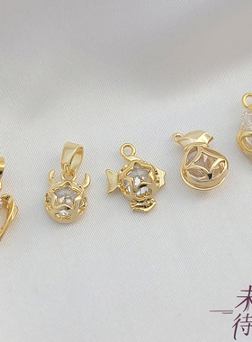 18K包金锆石爱心福袋骷髅头钱袋恶魔之眼项链吊坠diy手工制作配件