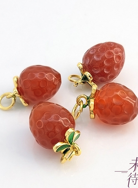 滴油保色天然玛瑙草莓吊坠
