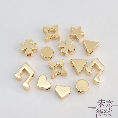 18K包金保色五角星爱心四叶草隔珠diy串珍珠项链手链散珠饰品配件