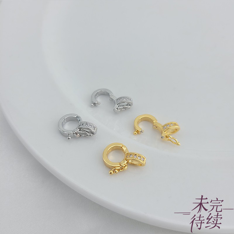 18K包金镶钻万能吊坠扣珍珠玉石水晶项链卡扣diy饰品连接挂扣材料