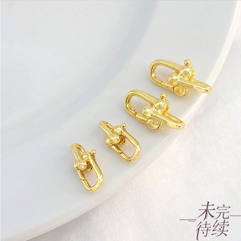 18K包金保色U形弹簧扣马蹄扣diy链条项链手链收尾连接扣饰品配件