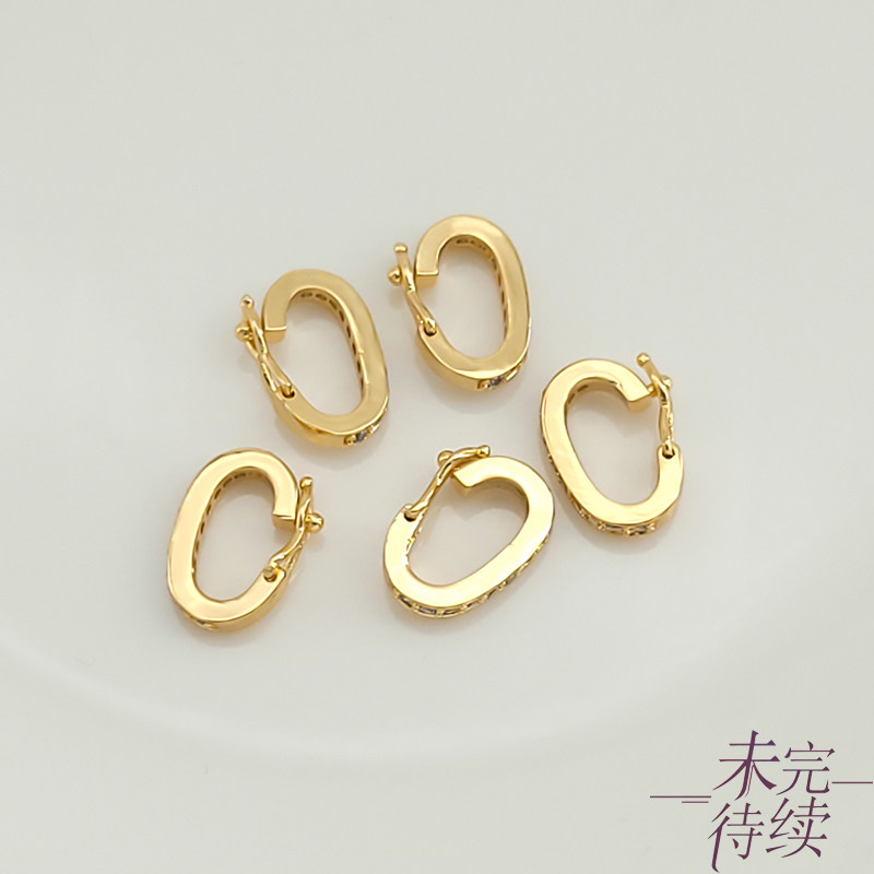 18K包金保色镶钻万能椭圆形卡扣diy串项链手链收尾连接吊坠扣配件