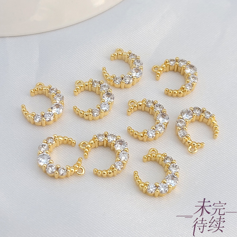 镶钻月亮吊坠项链手链吊饰