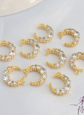 镶钻月亮吊坠项链手链吊饰