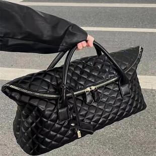 菱格旅行包女2024新款 腋下单肩登机行李大包购物袋手提健身包