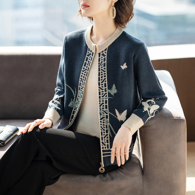 妈妈外套春秋款洋气中老年人妇女士上衣服时尚贵夫人品牌秋装新款