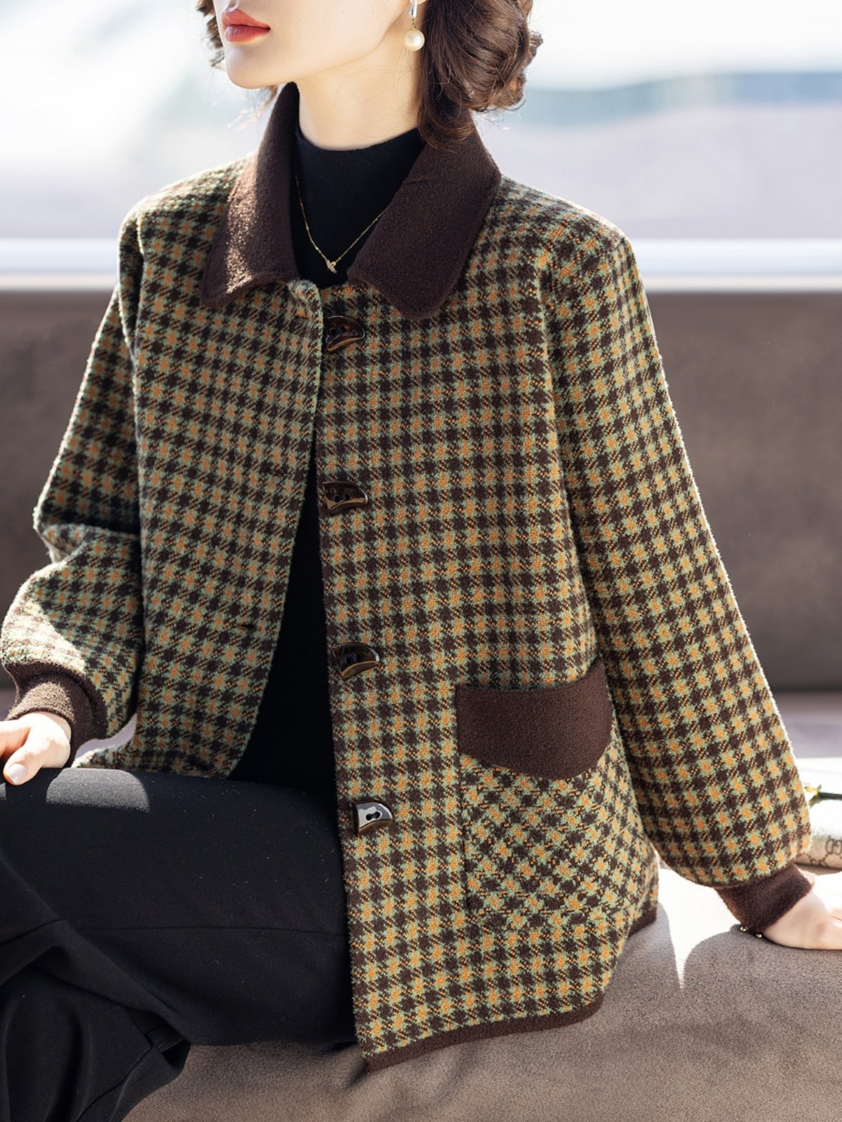 妈妈春秋格子外套50多岁中老年人春装女士上衣服时尚洋气2026新款
