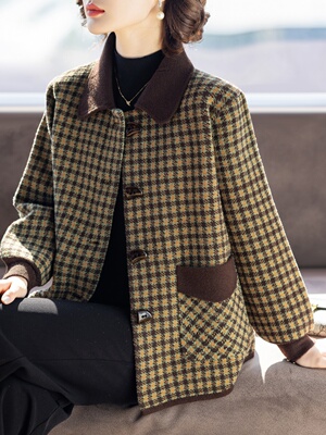 妈妈春秋格子外套50多岁中老年人春装女士上衣服时尚洋气2026新款