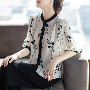 媽媽夏裝 兩件套裝 洋氣2024新款 中老年女寬松氣質40歲T恤 雪紡小衫