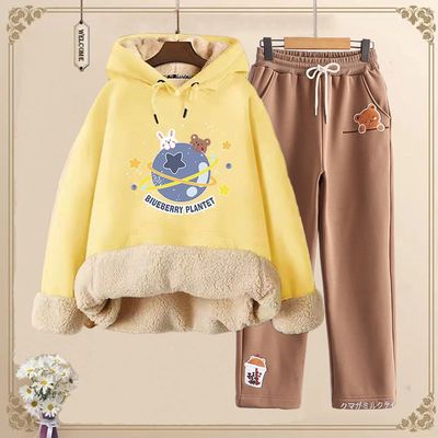 女大童休闲加绒加厚保暖卫衣套装