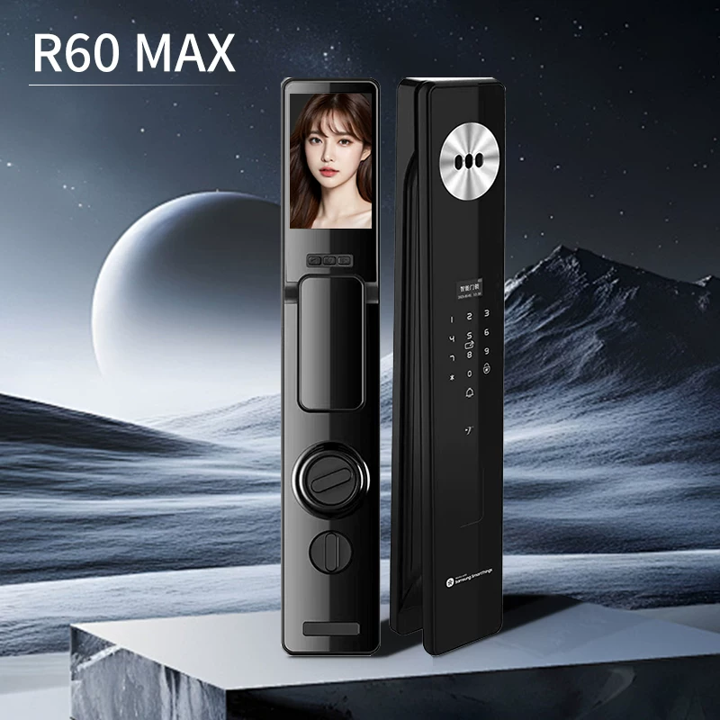 三星新款智能锁R60MAX全自动指纹锁家用防盗门人脸识别可视猫眼