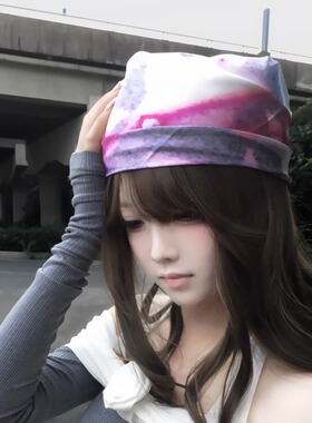 小猫纪元Cat Era·轻亚原创设计紫色星星头巾方巾辣妹裹胸鲸味