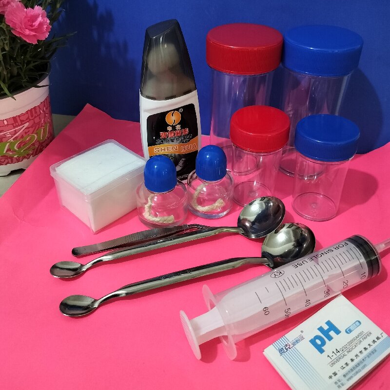 产品示范洗衣液卫生巾示范工具 双头勺鞋油红蓝套杯PH试纸 套装