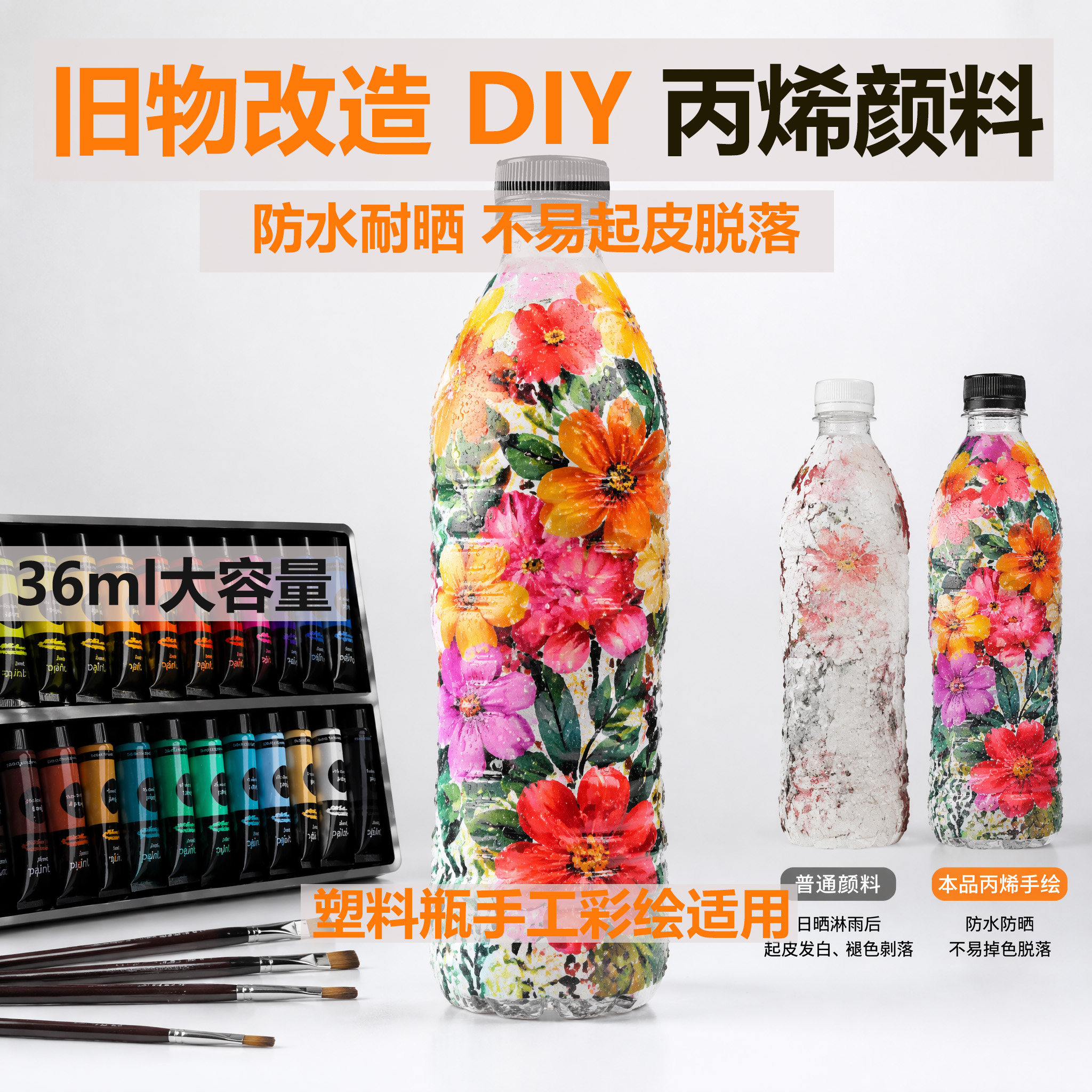 思慕丙烯颜料套装塑料瓶户外花盆彩绘专用防水不脱层耐晒防水不掉色DIY石膏娃娃衣服石头画花盆绘画手工涂鸦