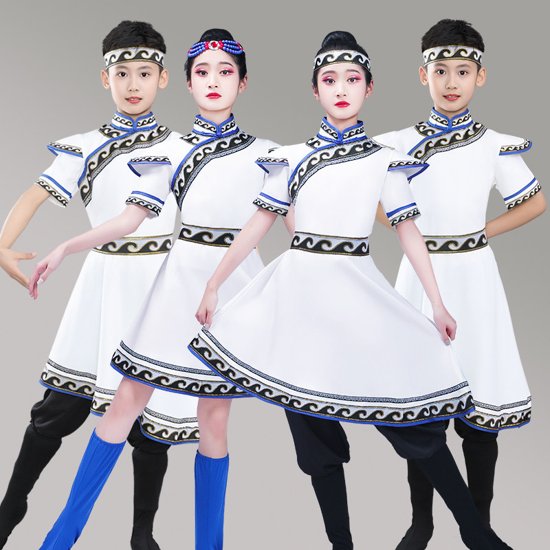 新款蒙古儿童蒙古族服装六一舞蹈表演筷子女童少数民族演出服男生