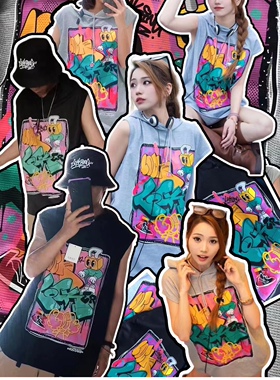 Lucky locker T恤 无袖卫衣 马甲 locking 锁舞街舞涂鸦服饰