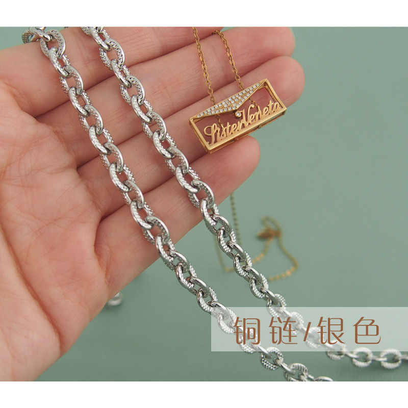 铜链链子加钯金电镀亮银色有花纹
