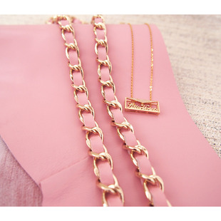 羊皮系列皮链子包链皮金属链真皮包链长肩带包带斜背链条小香肩带