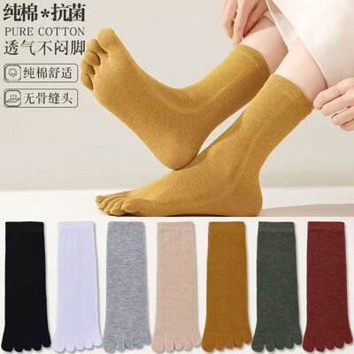 简约防臭吸汗四季女五指袜