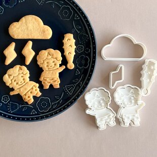 日式新年鬼青 鬼赤时节雷云DIY曲奇烘焙饼干模具3D立体卡通家用