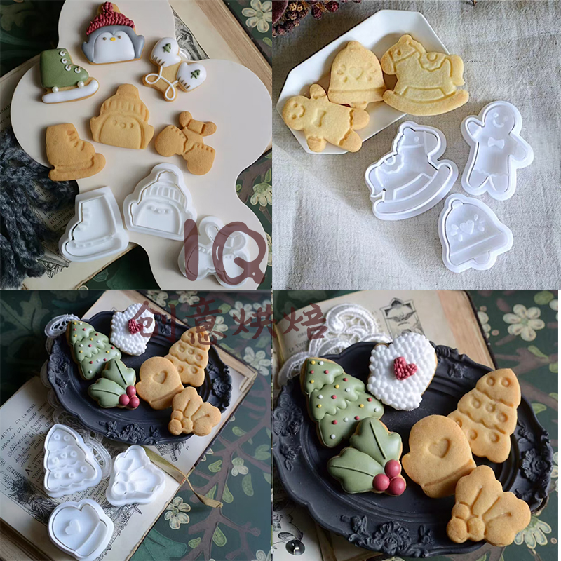 新款圣诞树铃铛迷你日式小可爱姜饼人曲奇烘焙饼干模具3D立体卡通