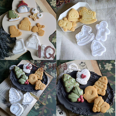 新款圣诞树铃铛迷你日式小可爱姜饼人曲奇烘焙饼干模具3D立体卡通