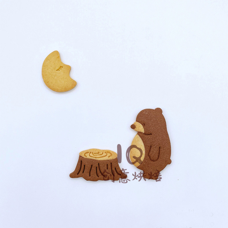 森林动物小熊 树木饼干模具3d立体卡通烘焙儿童diy家用按压式具模