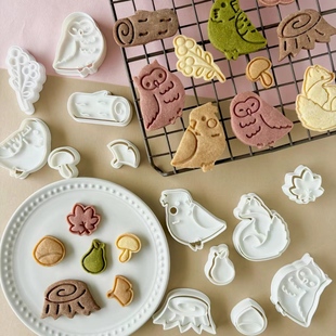 新款秋季鹦鹉猫头鹰树木儿童日式3D曲奇模具翻糖新手DIY烘焙工具