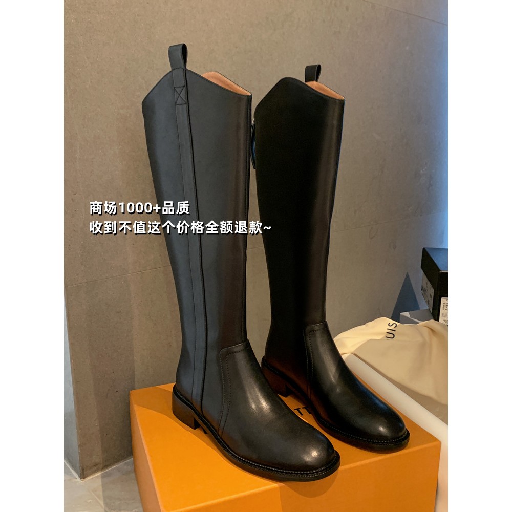 真皮2025冬新款粗腿大码大筒围加绒骑士靴女皮靴高筒长筒靴女女靴