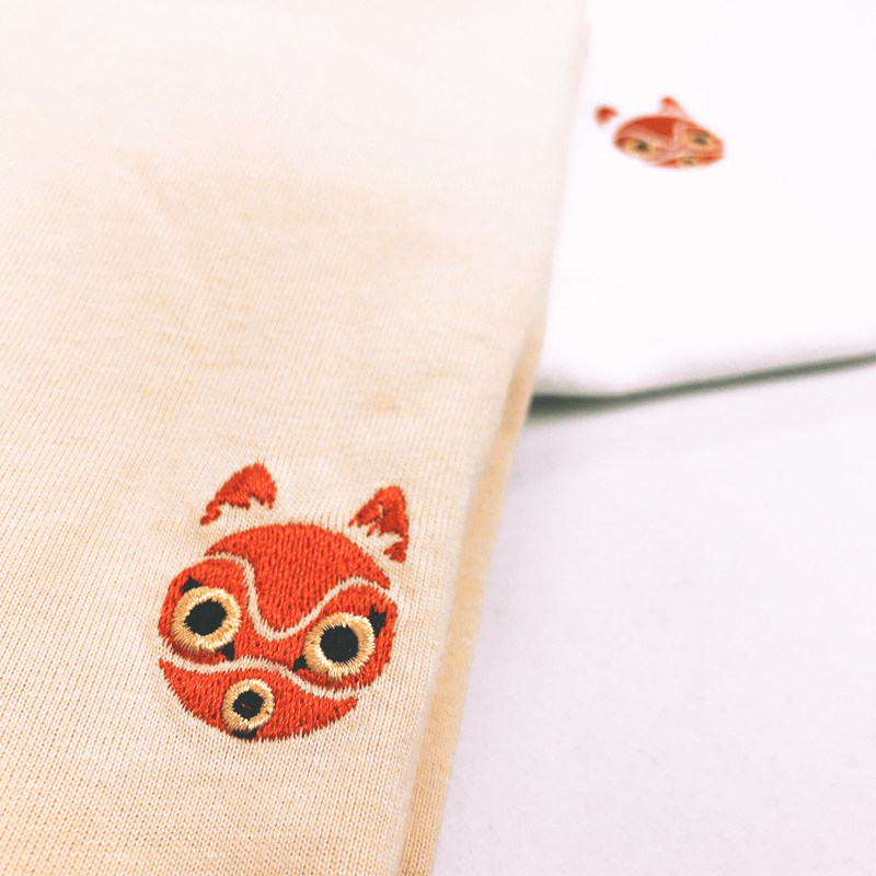 FACES Princess Mononoke Mask badge Embroidery Short sleeved T-shirt half sleeve men and women lovers Simplicity Versatilein the Men's clothing, T-shirt  category - from Buy2taobao.com to provide professional Taobao agent buy service