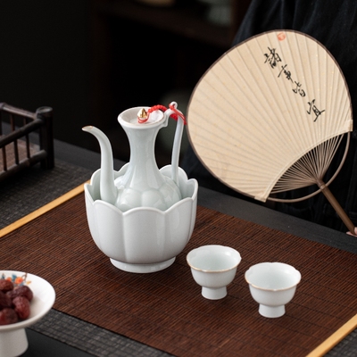 温酒器宋壶加热煮黄酒青瓷仿古中式分酒器烫热温酒壶陶瓷酒壶酒杯
