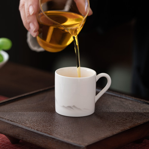 德化陶瓷纯白小杯子带手柄茶杯家用防烫会客杯品茗杯耐高温有耳杯