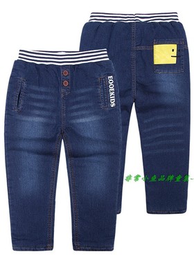 非常小鱼2018冬装童装38754男童仿牛仔棉裤夹棉裤100-140满百包邮