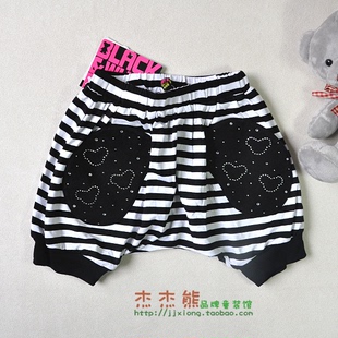 黑白熊BW40368夏季女童仿莫代尔短裤童装裤子哈伦裤120，130码