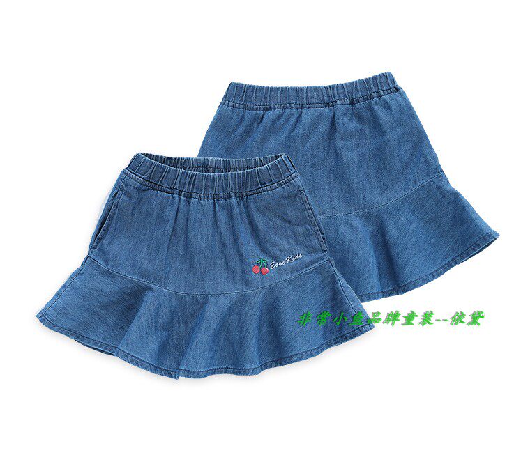 非常小鱼2018夏装38406女童纯棉牛仔短裙半截裙100-130码满百包邮