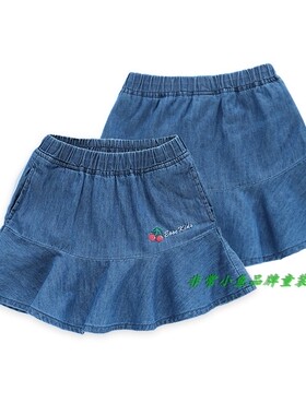 非常小鱼2018夏装38406女童纯棉牛仔短裙半截裙100-130码满百包邮