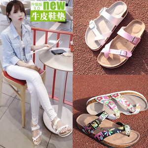 软木拖鞋女夏外穿平底时尚休闲百搭学生夹脚人字拖个性韩版潮沙滩