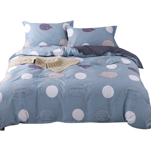 床上四件套简约现代100全棉纯棉一米八被单带床罩200x230床单床笠