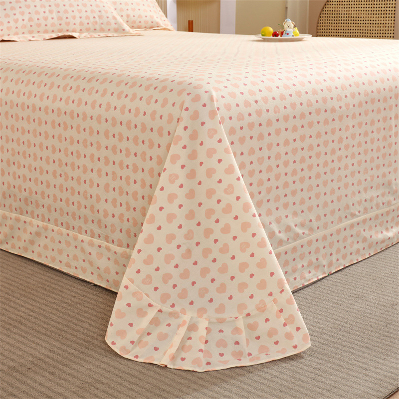 高档床单单件纯棉100全棉宿舍不起皱被单1米5单独人三件套带裙边