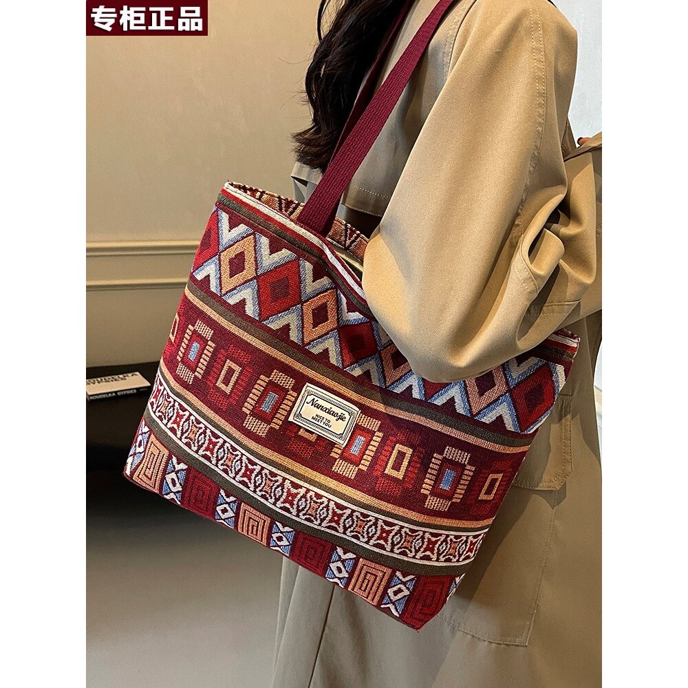 韩国AS品牌大容量帆布水桶包女2026复古百搭单肩托特包女网红通勤