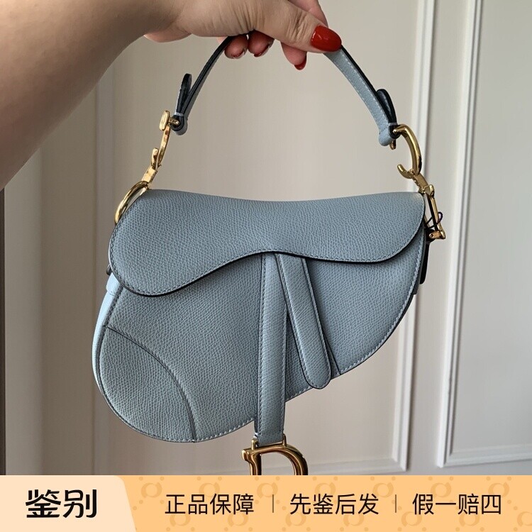 小号马鞍包雾霾蓝单肩手提包