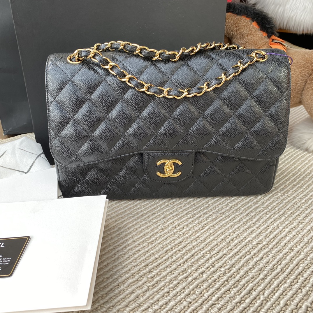 99新香奈儿Chanel jumbo cf黑金荔枝皮单肩斜挎包有卡25开