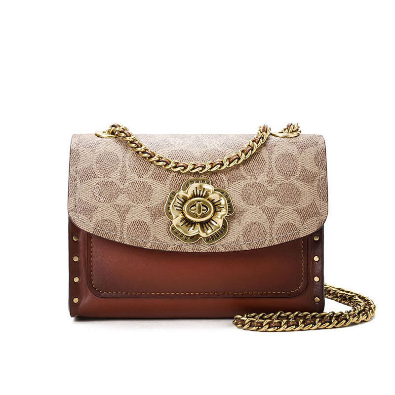coach/蔻驰女包翻盖包山茶花parker链条包单肩包斜挎包奢侈品包包