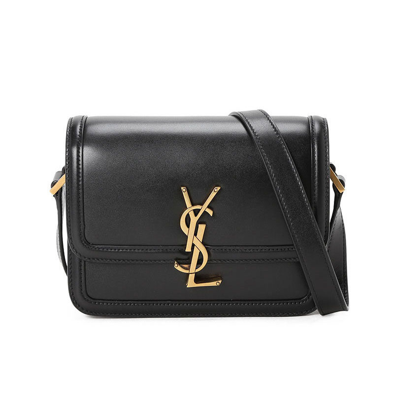 YSL/圣罗兰女包豆腐包CARRE口盖包小号字母LOGO光面皮单肩斜挎包